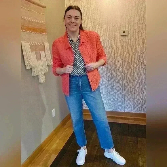 Coral Norm Thompson Quilted Light Weight Jacket Size Large - Picture 4 of 5